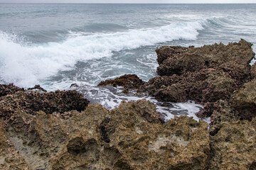 waves crashing on rocks with gorgeous texture