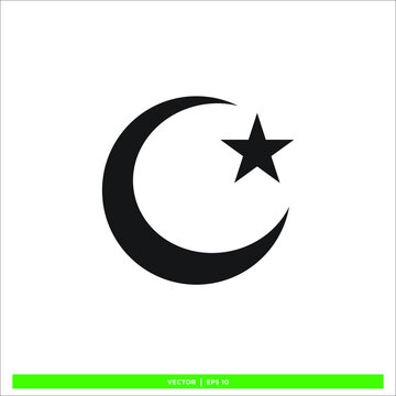 Icon vector graphic of Crescent moon, good for template religious illustration