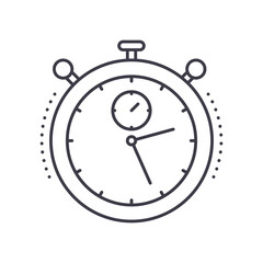 Sport stopwatch concept icon, linear isolated illustration, thin line vector, web design sign, outline concept symbol with editable stroke on white background.