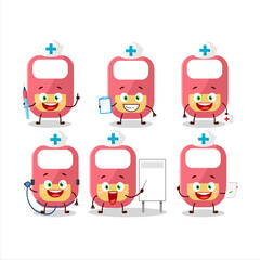 Doctor profession emoticon with pink baby appron cartoon character