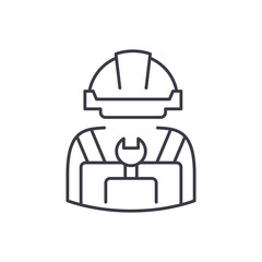 Work automation icon, linear isolated illustration, thin line vector, web design sign, outline concept symbol with editable stroke on white background.