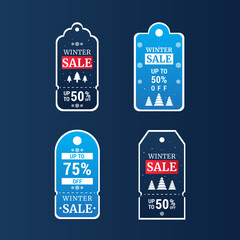 Naklejka premium Set of winter sale price tag label template. Good for discount ads, marketing, offer, and other. Vector.