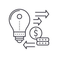 Sponsor investment concept icon, linear isolated illustration, thin line vector, web design sign, outline concept symbol with editable stroke on white background.
