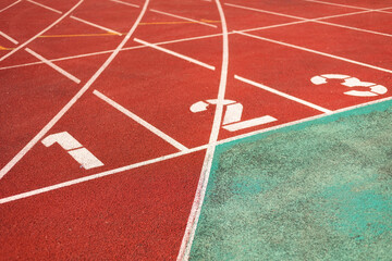 Running track for the athletes background in stadium.