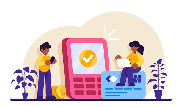 Payment options concept. Financial transactions, money operations. cash and cashless, contactless payment. Credit card shopping idea design element. Modern flat illustration.