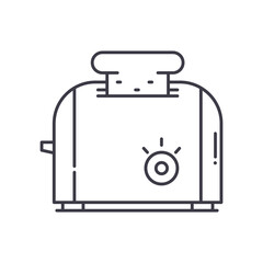 Toaster concept icon, linear isolated illustration, thin line vector, web design sign, outline concept symbol with editable stroke on white background.