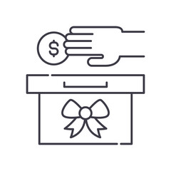 Tithe icon, linear isolated illustration, thin line vector, web design sign, outline concept symbol with editable stroke on white background.