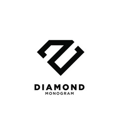 abstract diamond shape with initial letter Z S number 2 logo icon design vector illustration isolated background
