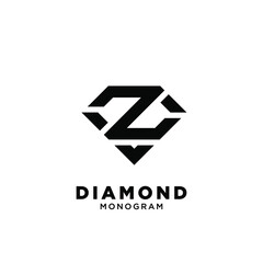 abstract diamond shape with initial letter Z S number 2 logo icon design vector illustration isolated background