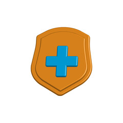 Fototapeta premium Shield icon 3d with health symbol. Design vector illustration