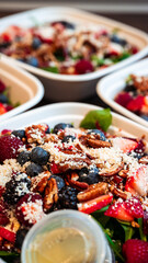 Spinach salad with berries, feta and candied pecan