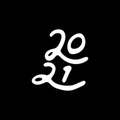 Happy New Year 2021 text design. Minimalistic text template