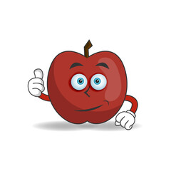 Apple mascot character with thumbs up bring. vector illustration