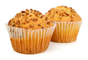 tasty muffin cake, isolated on white
