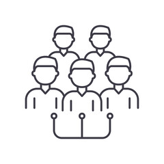 Work organization icon, linear isolated illustration, thin line vector, web design sign, outline concept symbol with editable stroke on white background.