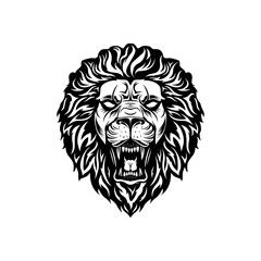 isolated badass lion head with an aggressive expression vector illustration
