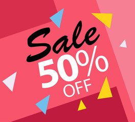 Sale up to 50% off Shop Now Label Tag Vector Template Design Illustration