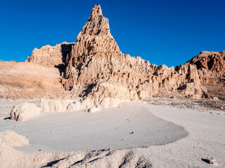 Tall sandstone geologic formations at Cathedral Gorge State Park, Nevada

