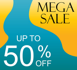Mega Sale up to 50% off Shop Now Label Tag Vector Template Design Illustration