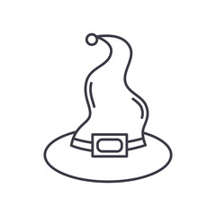 Witch hat icon, linear isolated illustration, thin line vector, web design sign, outline concept symbol with editable stroke on white background.