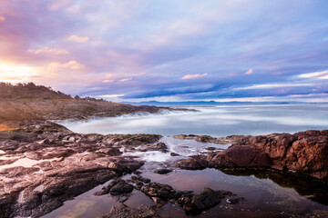 Fototapeta na wymiar Amazing Sunset Sky and Waves at Bushrangers Bay Aquatic Reserve