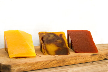 servings with a variety of quince candies and vanilla and chocolate whipped cream. Argentine gastronomy