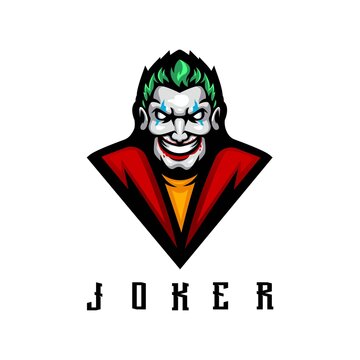 Joker e-Sport Mascot Logo Design Illustration Vector