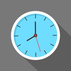 Clock icon in Flat Design with long shadow.