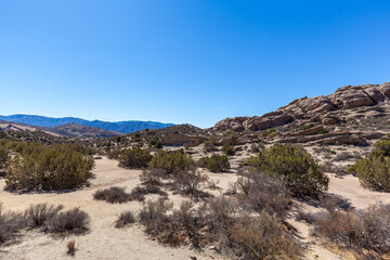 Landscape in California desert Vasquez Rocks sunny day