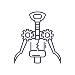 Wine opener concept icon, linear isolated illustration, thin line vector, web design sign, outline concept symbol with editable stroke on white background.