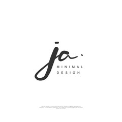JA Initial handwriting or handwritten logo for identity. Logo with signature and hand drawn style.