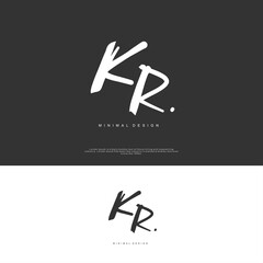 KR Initial handwriting or handwritten logo for identity. Logo with signature and hand drawn style.