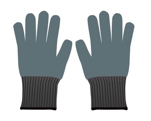 Safety gloves isolated on white background , hand protection equipment you should wear on the hazards in your workplace or your farm , Construction gloves dark gray Flat style illustration. – Vector