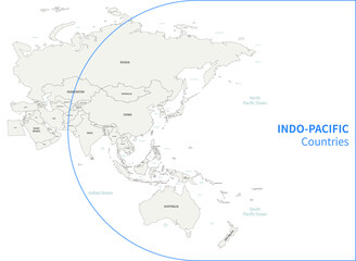 Indo-Pacific country map. RCEP countries vector map. © Tuna salmon