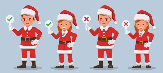 Set of kids wearing Christmas costumes character vector design. Presentation in various action with emotions. no13