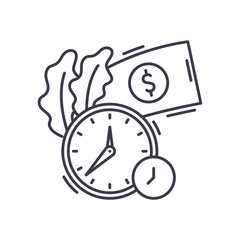 Timing concept icon, linear isolated illustration, thin line vector, web design sign, outline concept symbol with editable stroke on white background.