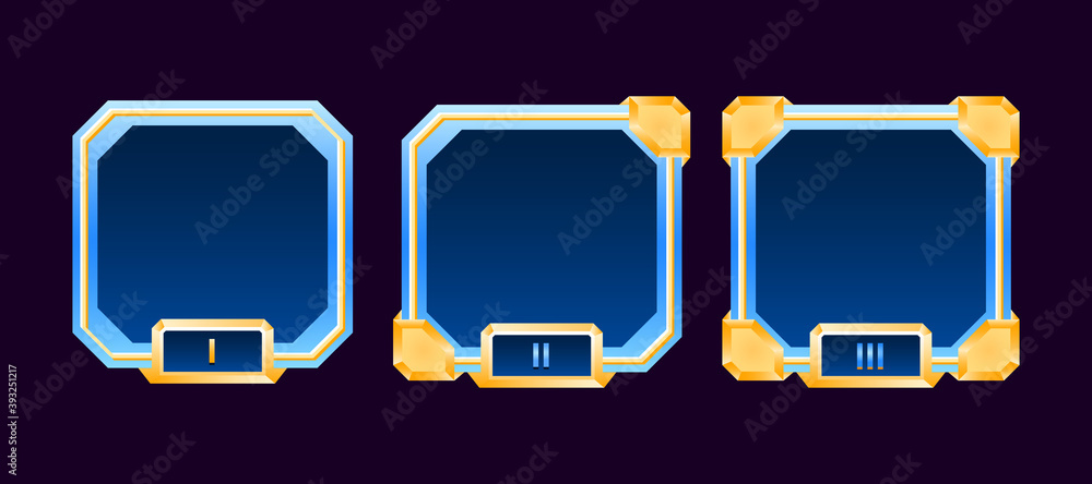 Aufkleber set of diamond gold game ui border avatar frame with grade for gui asset elements