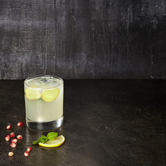 Ginger lemonade drink side view