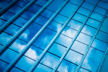 Close-Up of Modern Office Buildings in city of China.