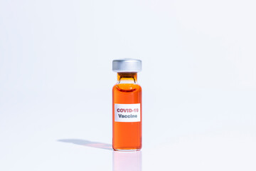 covid19 vaccine in bottle protect corona virus contagious disease on white background clipping path