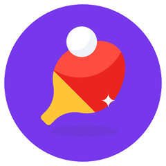 
Icon of racket with ball, flat style of table tennis 
