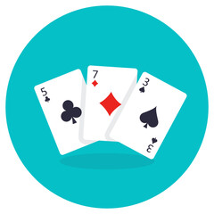 
Flat rounded icon of a poker cards vector.  
