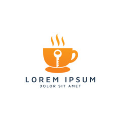 coffee and key negative space logo design