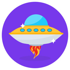
Spaceship icon in modern flat rounded style 
