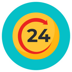 
A flat round icon of round the clock
