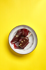 Chocolate mousse dessert top view