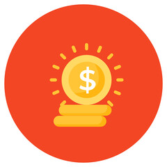 
Coins icon in flat style, dollar coins in trendy vector 
