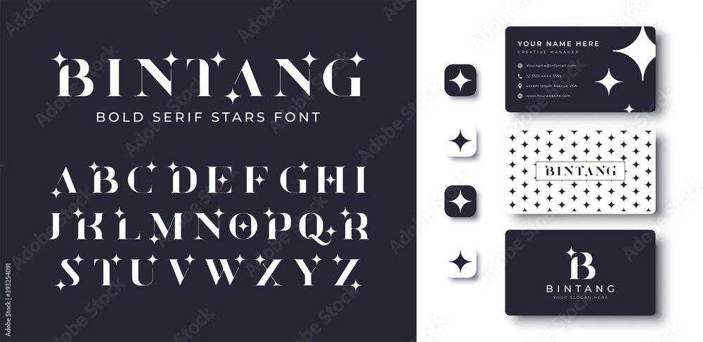 Wall mural modern bold serif star font
