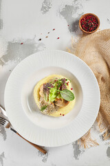 Chicken roll with mashed potato