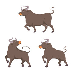 Bull or ox cartoon vector illustration with different style